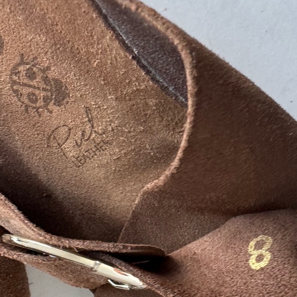 Yokono tan sueded leather cross strap slide on cork wedge sandals size 8 - Picture 8 of 11